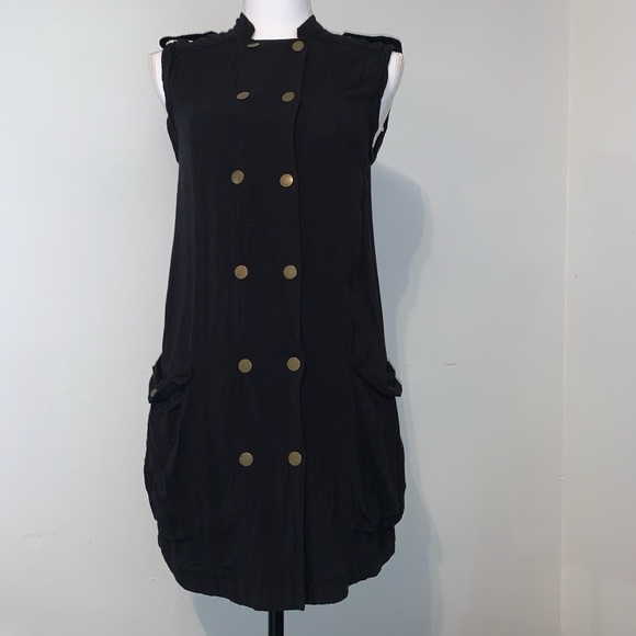 Jack Military-Inspired Black Dress, sz S - Picture 2 of 13